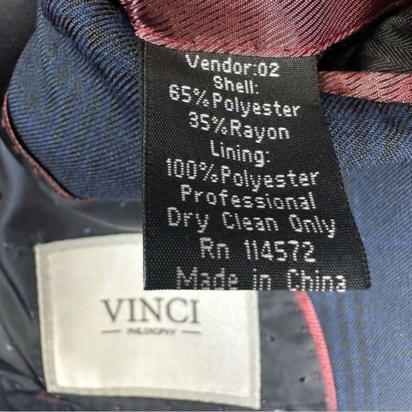 Vinci Philosophy Blazer Mens 38R Blue Plaid 2 Button Business Casual Wedding NEW - Picture 14 of 16